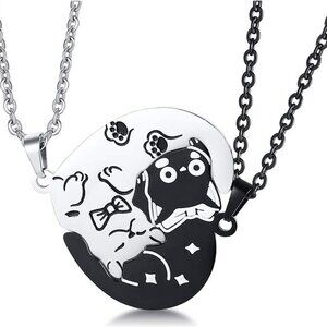 Matching Necklace for Couples, Personalized Yin Yang Pet Cat Pendant Necklace, B